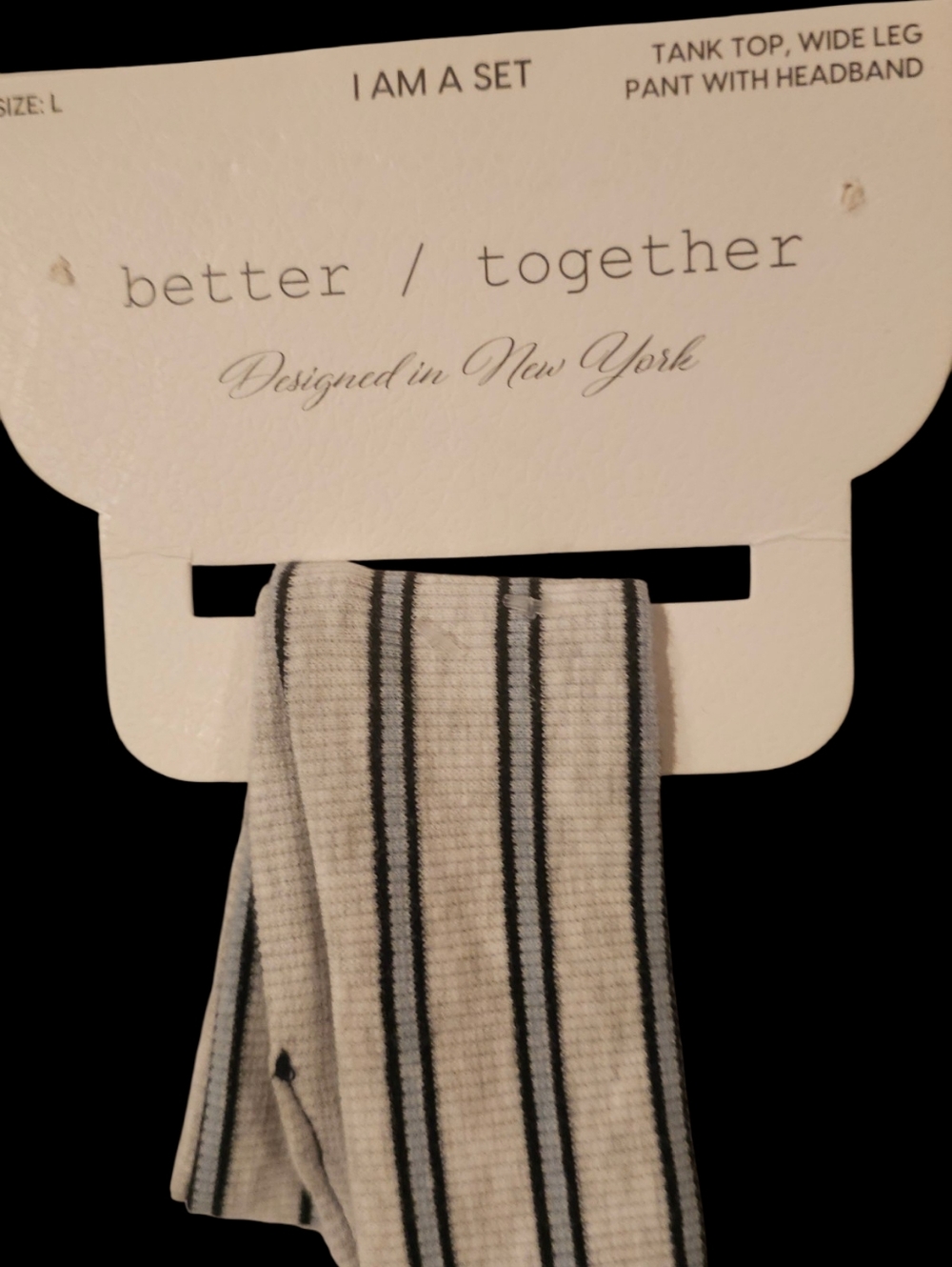 "Better Together" Striped Tank & Lounge Pant Set With Bonus Matching Headband - Picture 3 of 4